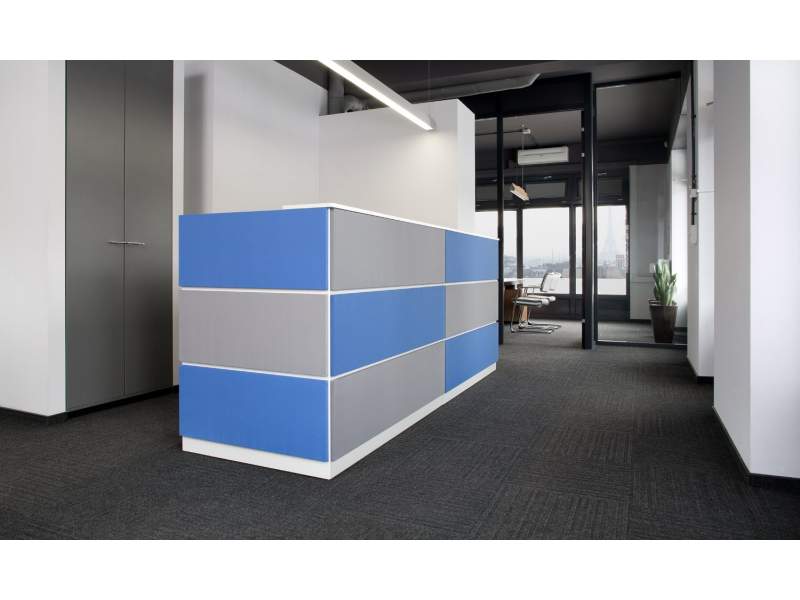 Empfangstheke Büro Tresen blau grau, Nowy Styl, Check-In