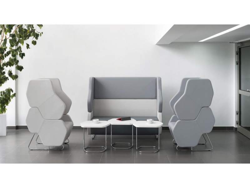 Loungemöbel Büro Lounge Sitzmöbel grau Modulare Sitzelemente Nowy Styl, Hexa