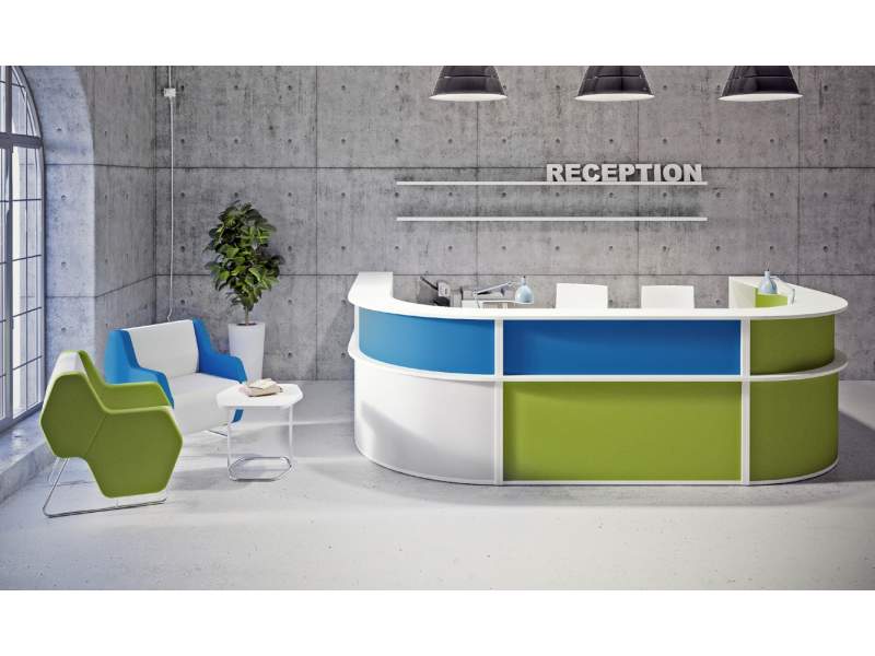 Empfangstheke abgerundet Büro Tresen grün blau, Nowy Styl, Velum