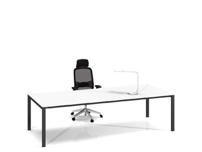 Stahl Schreibtisch Tischplatte weiss | Bürotisch gross Füsse schwarz, Bigla, Bigla lean