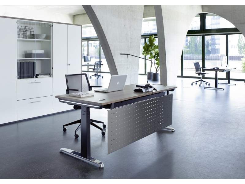 Schreibtisch Holz Metall Lochgitter Schreibtische  Hund, Thales Steh-/Sitztisch Premium