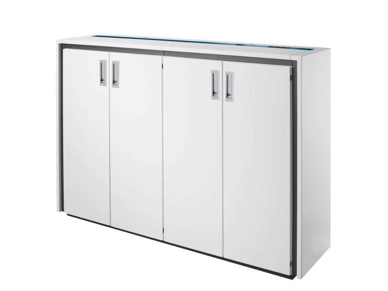 Aktenschrank Sideboard Büroschrank Drehtüren, weiss, Hund, Qbix Space