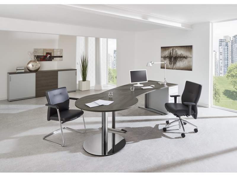 Holz Schreibtischa abgerundet | Büro Schreibtische rund | elegante  Büromöbel modern, fm Büromöbel, all in one - fm 66