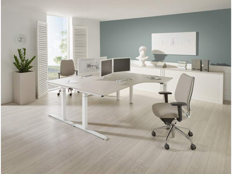 Weißer Schreibtisch groß höhenverstellbar  weiße Büro Schreibtische | flexible Büromöbel, fm Büromöbel, all in one - fm 69