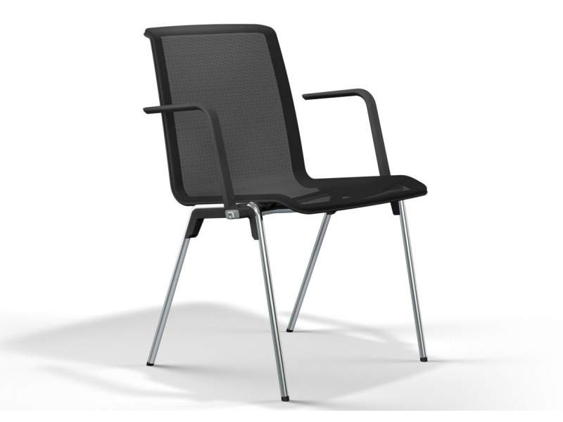 Besucherstuhl schwarz Besucherstühle Netzgewebe Konferenzstuhl mit Armlehnen Brunner, hero plus