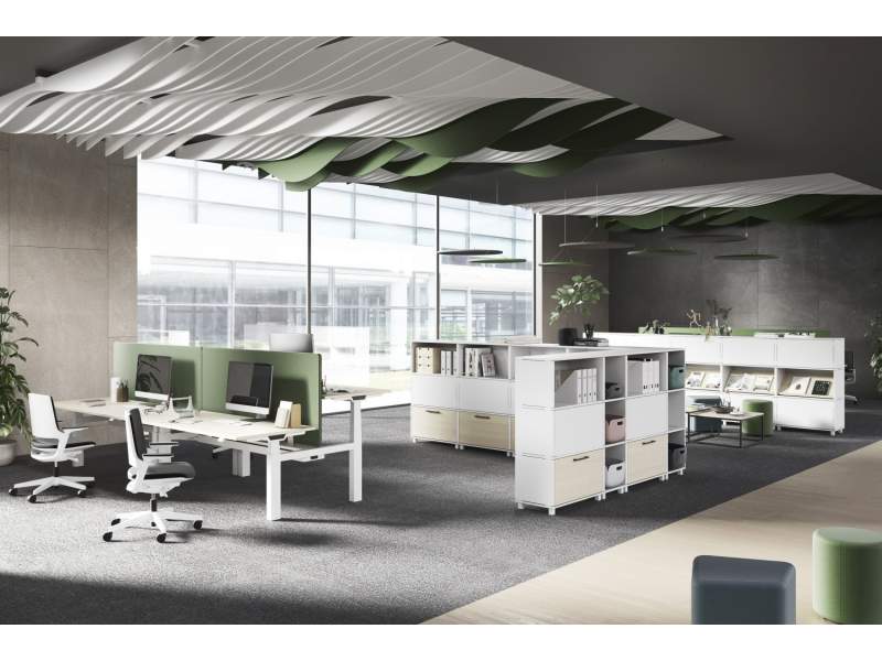 höhenverstellbarer Team-Tisch Büro Team-Tische elektromotorisch höhenverstellbar Palmberg Crew T Bench