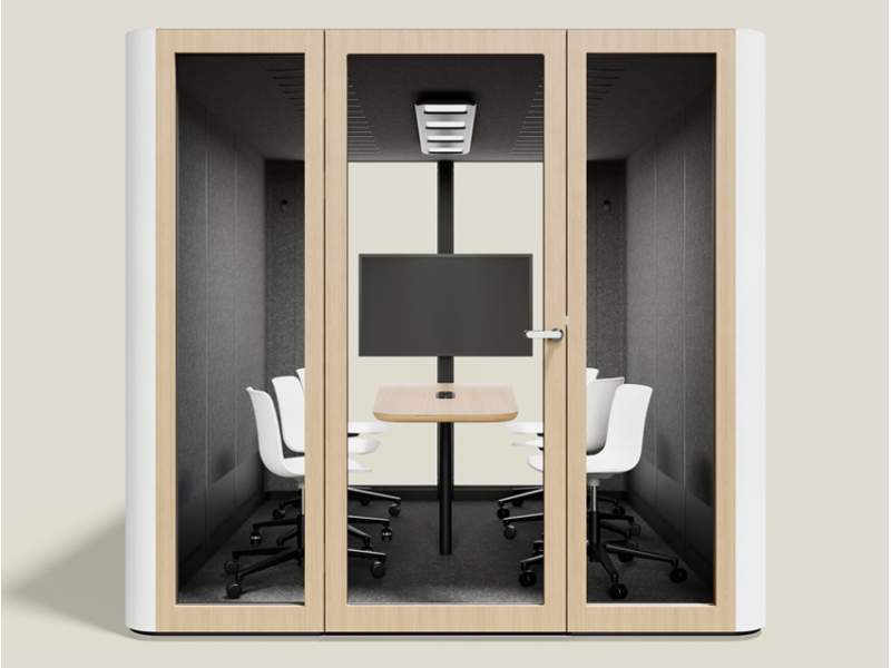Abgeschirmte Konferenzplätze Akustik-Kabine, Schallschutzkabine, Büro, Akustik-Raumsystem, MUTE Design Akustik Konferenzraum Space XL