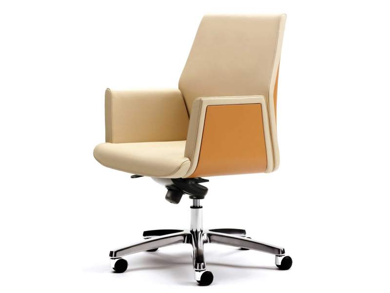 Drehstuhl Leder Drehsessel beige Estel Tua