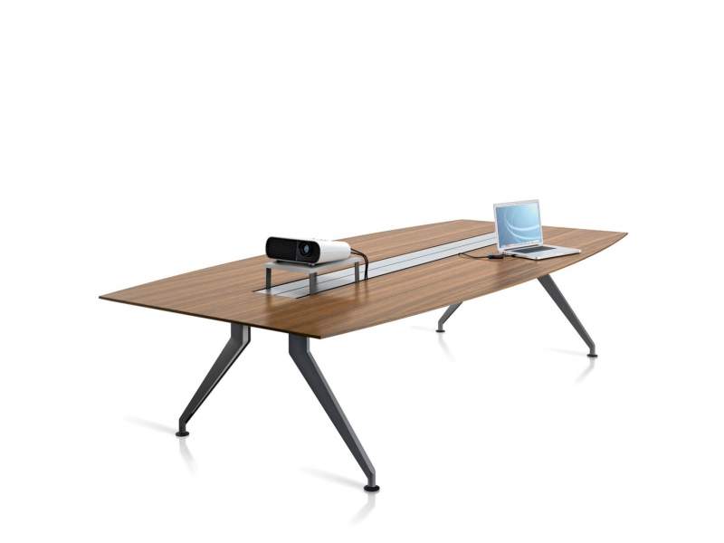 Exklusiver Konferenztisch elektrifzierbar Holzplatte, Steelcase, 4.8 four point eight
