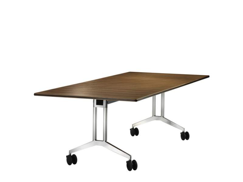 Konferenztisch Wilkhahn Timetable Shift mit Holzplatte und fahrbarem Aluminiumgestell
