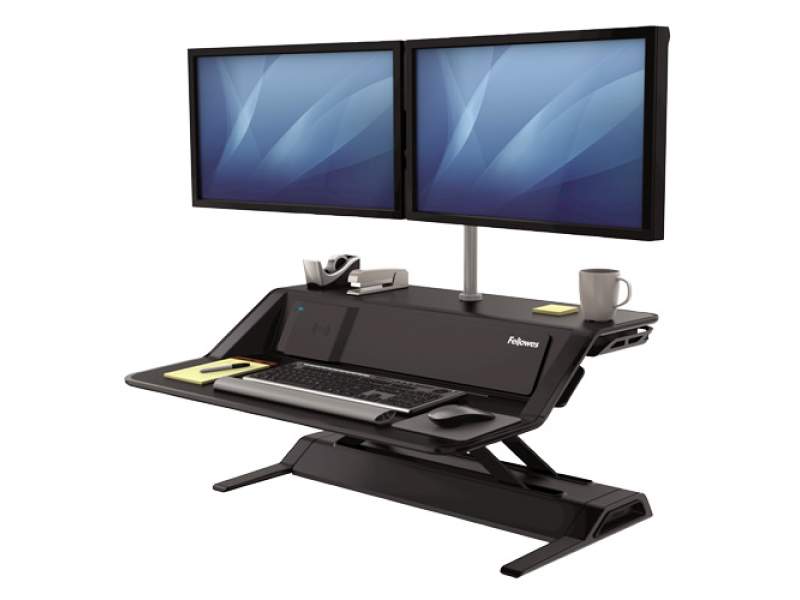 Arbeitsplatz mit Ladestation Lotus™ DX Sitz-Steh Workstation - schwarz
