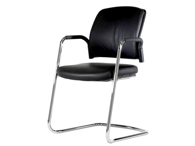 Freischwinger schwarz Leder Konferenzstuhl Besprechungstuhl Konferenzstühle Mauser Büro und Objektmöbel genius II Serie 450