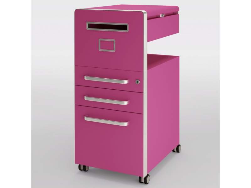 Bürocontainer kleiner Büroschrank abschließbar Bürocaddy pink Bisley, Bite