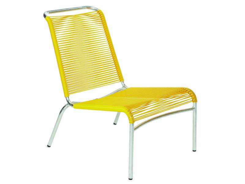 Clubsessel mit Kunstoffschnüre Gartenstuhl gelb Loungemöbel, Embru, Altorfer Lounge Stuhl Modell 1139