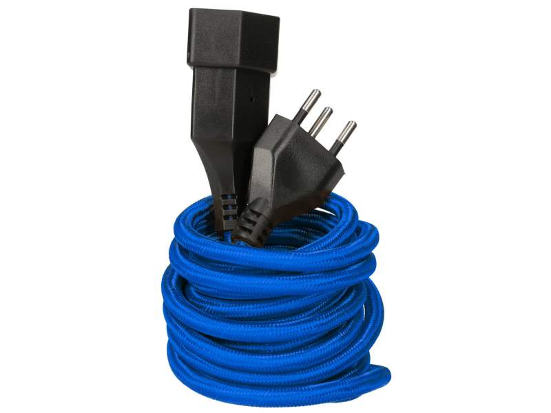 Textil-Verlängerung blau Elektrifizierungen, MAX HAURI AG, Verlängerungskabel