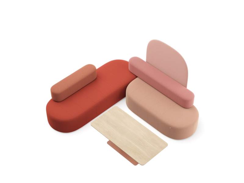 Modulare Sitzelemente Lounge Sitzmöbel rosa rot Profim Revo