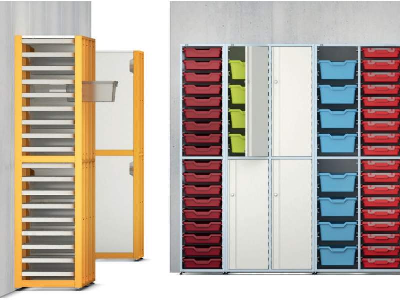 wandmontiertes Aufbewahrungsmodul stationär Türschrank Hunziker SpaceStation-G