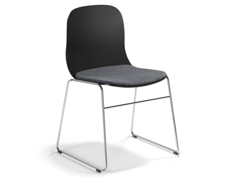 Besucherstuhl schwarz Konferenzstühle Kuffengestell Cafeteria Stühle, Materia, Neo Lite