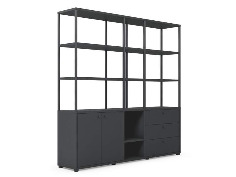 Stauraum modulare Büromöbelsysteme Schrank schwarz Büroschrank mit Regal Sedus se:matrix Schrank-Regal-Modul