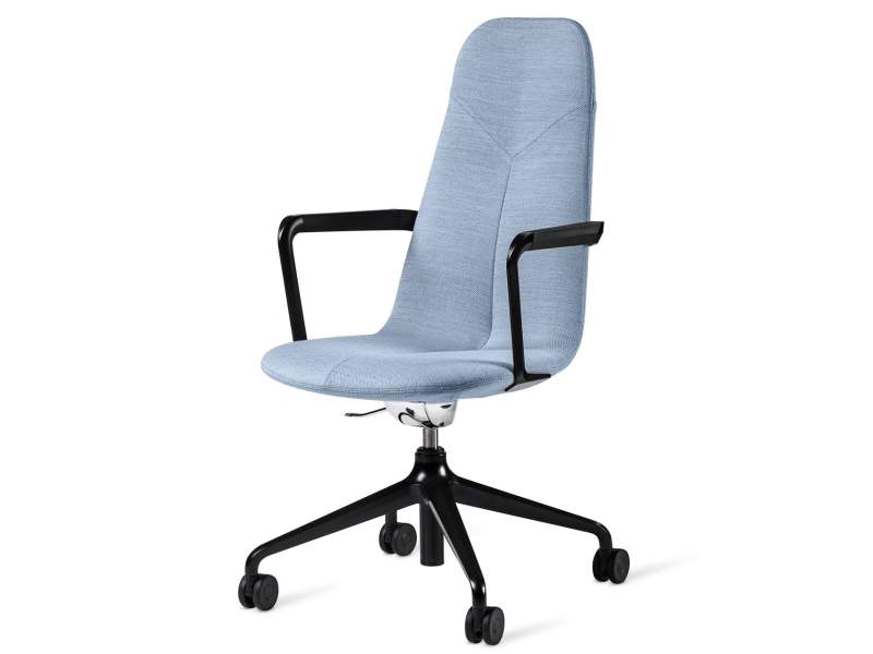 Höhenverstellbarer Lehnstuhl Konferenzstuhl blau Drehstuhl Büro Skandiform Primo High