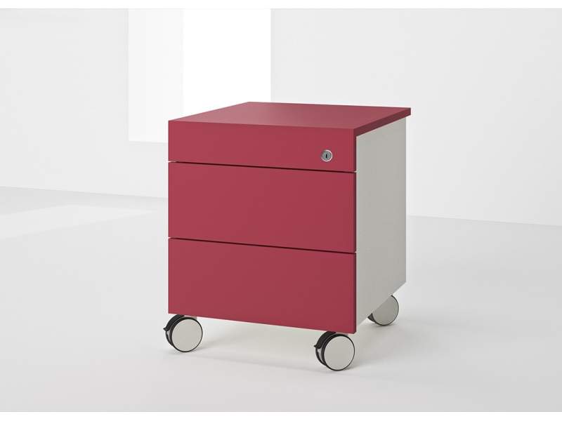 Desksharing-Caddys rot fahrbar, werner works, Caddys