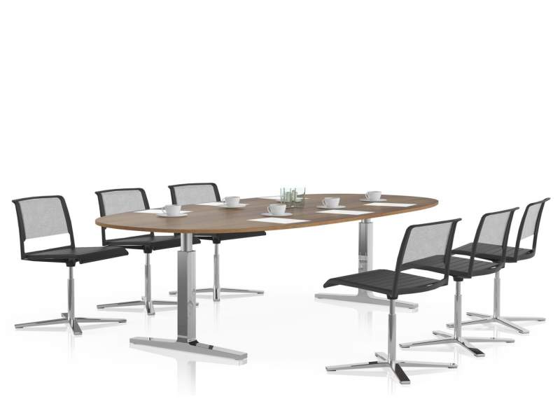 höhenverstellbarer Konferenztisch Holz Konferenztische Büro Vario CHANGE Konferenz
ovale Tischplatte