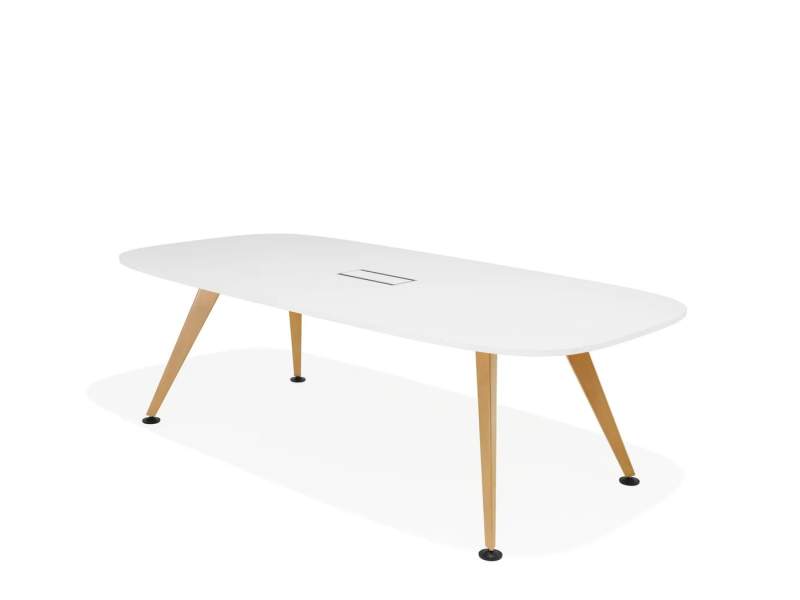 Konferenztisch weiss Konferenztische Kusch+Co Comta  Tisch stadionförmig mit Holzfüßen