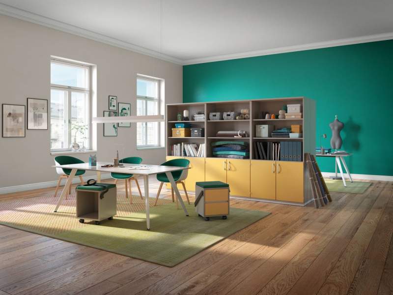Modulschrank mit offenen Regalen Büroregal Holz Regal Palmberg, PRISMA 2