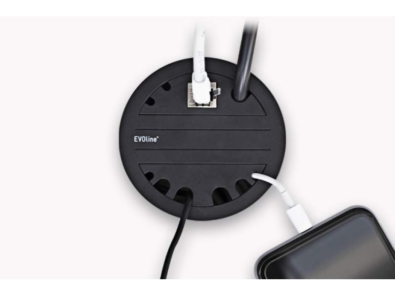 Steckdose Kabeldurchlass schwarz Accessoire EVOline Circle80 Access