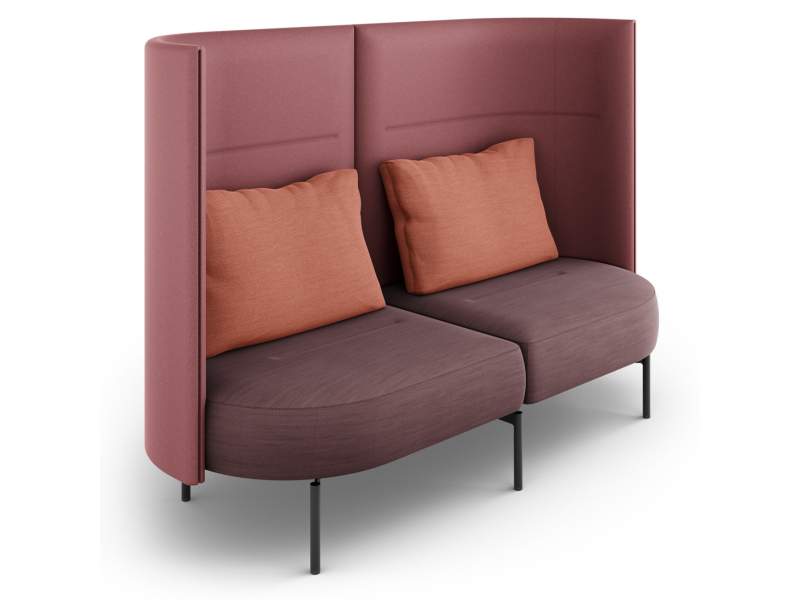 Bank mit Trennwand orange Bänke Lounge Brunner oval