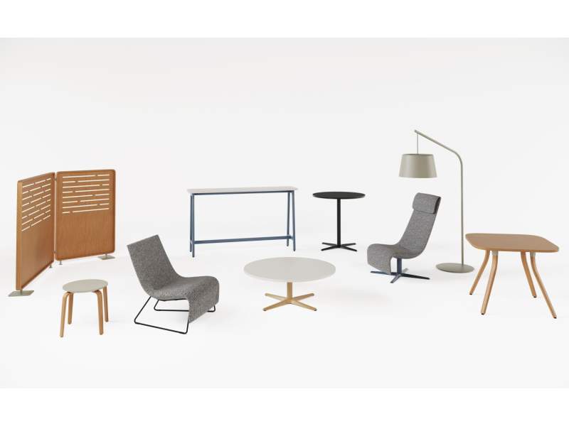 Loungemöbel Lounge Sessel Tische Beistelltische Trennwand, Teknion, Zones