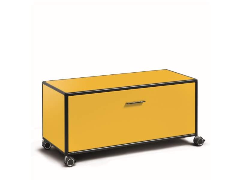 modulares Lowboard gelb Bosse Lowboard auf Rollen LES COULEURS® LE CORBUSIER