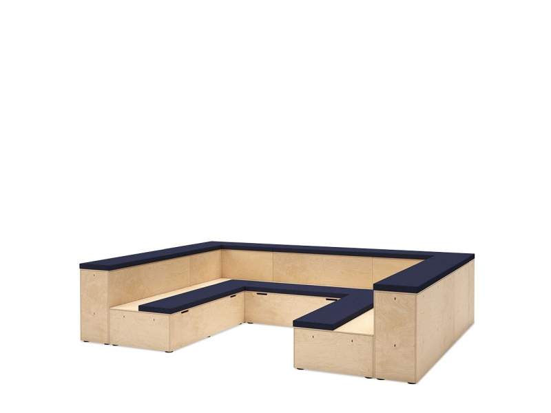 Möbel für Warte und Empfangsbereiche Modulare Sitzelemente aus Holz Sitzmodulen Connection PLATFORMS