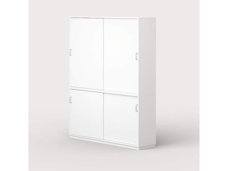 Schiebetürenschrank weiss Schrank Gehäuse Holz, Leuwico, SCUBE Büroschranksystem
