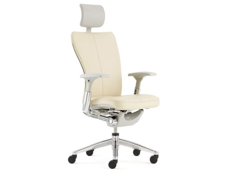 Bürostuhl Kopfstützte, hoher Rücken, Armlehnen beige Stoff Bürodrehstuhl, HAWORTH, Comforto 89 Zody