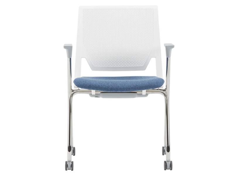 Besucherstuhl blau weiss Besucherstüle mit Rollen fahrbar Konferenzstühle Netzgewebe HAWORTH, Comforto 62
