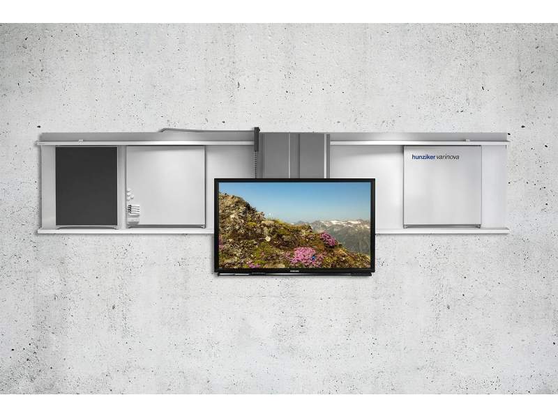 Schienensystem Interaktive Boards/Tafeln, Hunziker, Varinova mit höhenverstellbarem Display