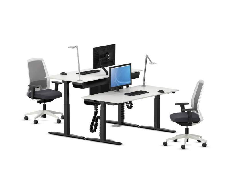 Büro höhenverstellbarer Schreibtisch höhenverstellbar Büromöbel Schreibtische VS Serie 910 T-Fuss elektrisch
