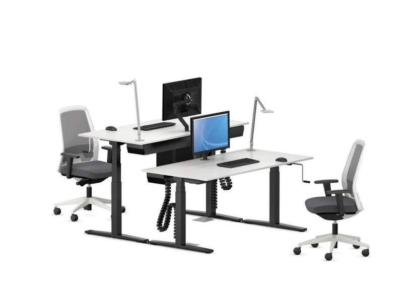 Büro höhenverstellbarer Schreibtisch höhenverstellbar Büromöbel Schreibtische VS Serie 910 T-Fuss manuell