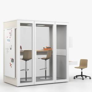 Abgeschirmte Arbeitsplätze Konferenzplätze abgeschirmte Raumelemente weiss Raumelement Büro Talky S109 x Vitra