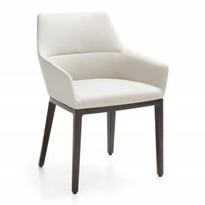 Stuhl weiss Besucherstuhl Lounge Sessel Holzfüsse Loungesessel profim, Chic