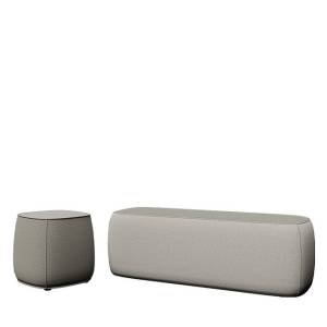 Polsterhocker Lounge Hocker Stoff gepolstert grau Febrü Bobb