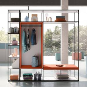 Regalsysteme modular Regale Raumteiler Garderobenelemente Boxen Palmberg P5 Regalsystem
