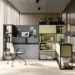 Home Office Möbel Regalsystem mit höhenverstellbarer Tisch Schreibtisch Regal Palmberg P5 HOME