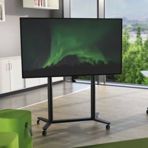 höhenverstellbarer Displaywagen Büro Videokonferenzen REISS Media Cart