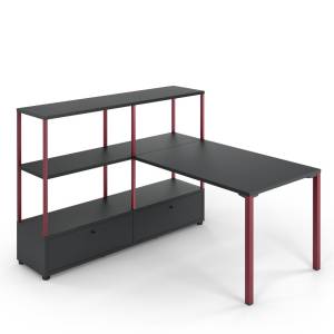 Bürotisch schwarz Bürotische mit Regal Anbautisch Schreibtisch Büro Arbeitstisch Sedus se:matrix Desk