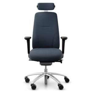 Bürostuhl ergonomisch Bürodrehstuhl dunkelblau mit Armlehnen Drehstuhl Büro Flokk RH Logic 220 Silver Elite
mit Kopfstütze