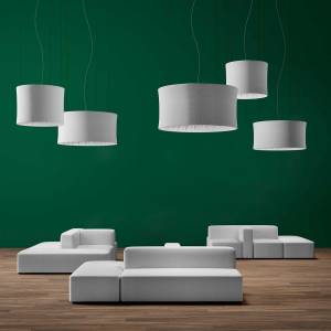 akustik Deckenabsorber grau Lampenschirm Snowsound Caimi Milano