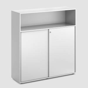 Sideboard weiss Schrank Büro Bene CUBE_S Schiebetürenschrank