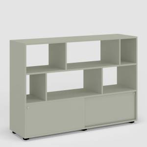 Büroschrank grau Regal Stauram Aktenschrank Schiebetürenschrank Büro Bene Loft Storage